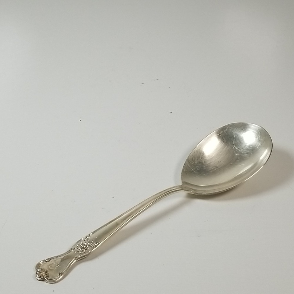 Vintage Old Company Plate Signature Rose Large Serving Spoon Monogram C 8"